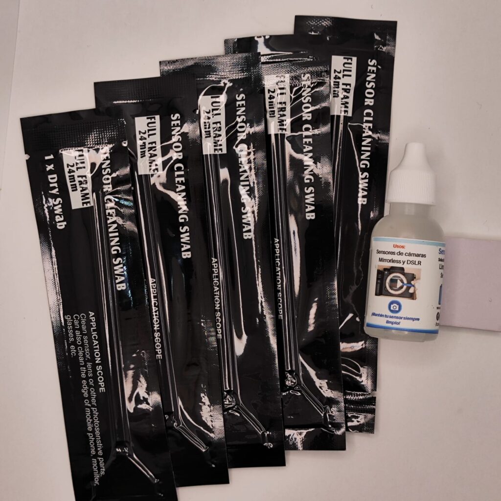 Kit de limpieza de sensor – 5 bastoncillos + solución de 20ml (Full Frame o APS-C)